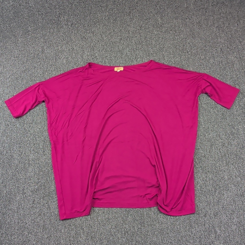 Piko 1988 Boho Oversized Batwing Top Medium Magenta Bamboo Relaxed Boat Neck